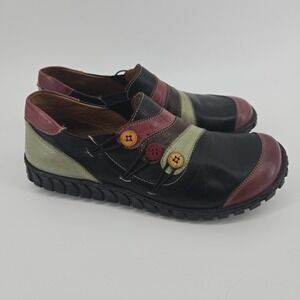 Spring Step Neeta Slip-On Shoes Patchwork Multicolor Leather Womens 8-8.5 EU 39